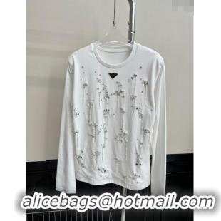 Super Quality Prada Top with Crystal P112922 White 2023