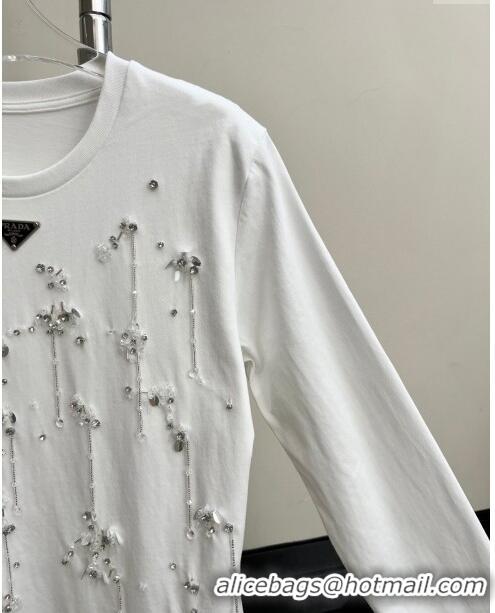 Super Quality Prada Top with Crystal P112922 White 2023