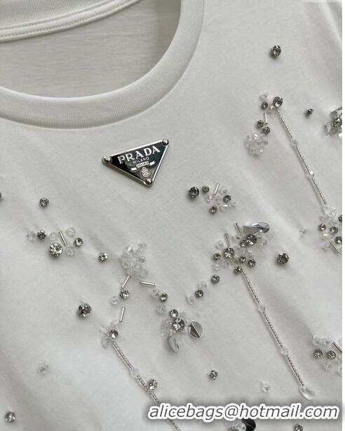 Super Quality Prada Top with Crystal P112922 White 2023