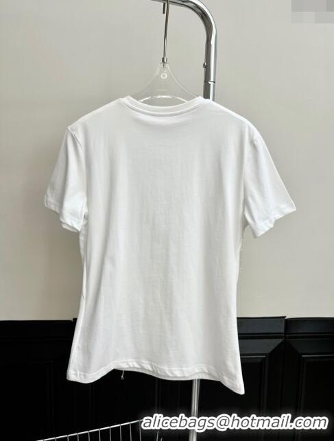 New Fashion Prada T-shirt with Crystal P112924 White 2023