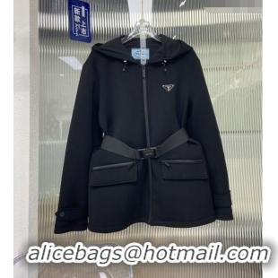 ​Trendy Design Prada Jacket with Belt P112925 Black 2023