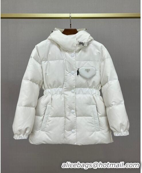 Top Quality Prada Re-Nylon Down Jacket P112934 White 2023