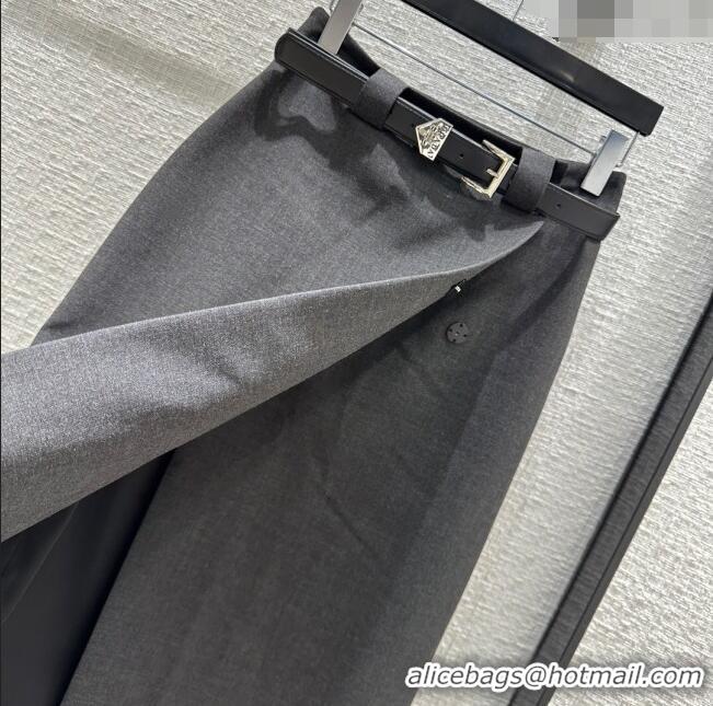 Free Shipping Prada Skirt with Belt P112935 Grey 2023