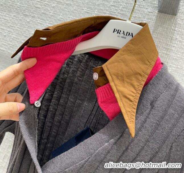 ​Luxurious Promotional Prada Wool Cadigan P122224 Grey 2023