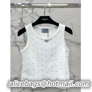 Famous Brand Prada Crystal Vest P122305 White 2023