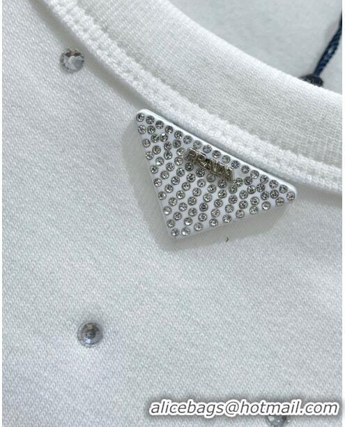 Famous Brand Prada Crystal Vest P122305 White 2023