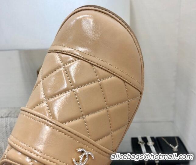 Perfect Chanel Quilted Calfskin and Wool Open Back Loafers Beige 201062