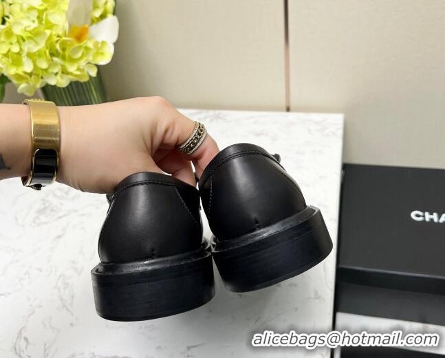 Low Price Chanel Lambskin Loafers with CC Foldover G45474 All Black 1201068