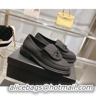 Top Design Chanel Canvas Loafers with CC Foldover G45474 Black 1201069