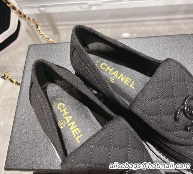 Top Design Chanel Canvas Loafers with CC Foldover G45474 Black 1201069