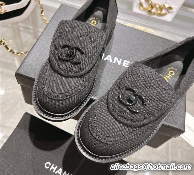 Top Design Chanel Canvas Loafers with CC Foldover G45474 Black 1201069