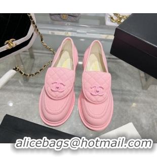 Low Cost Chanel Canvas Loafers with CC Foldover G45474 Light Pink 201070