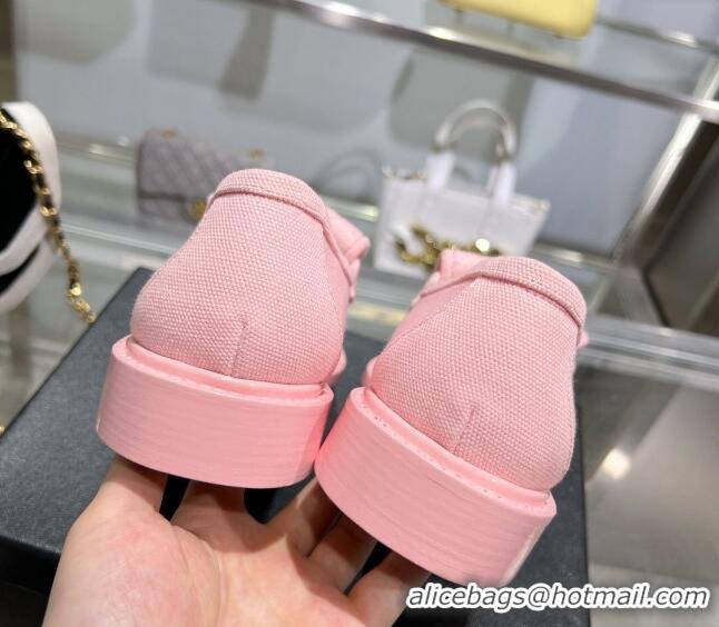 Low Cost Chanel Canvas Loafers with CC Foldover G45474 Light Pink 201070