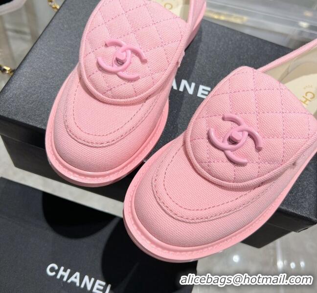 Low Cost Chanel Canvas Loafers with CC Foldover G45474 Light Pink 201070