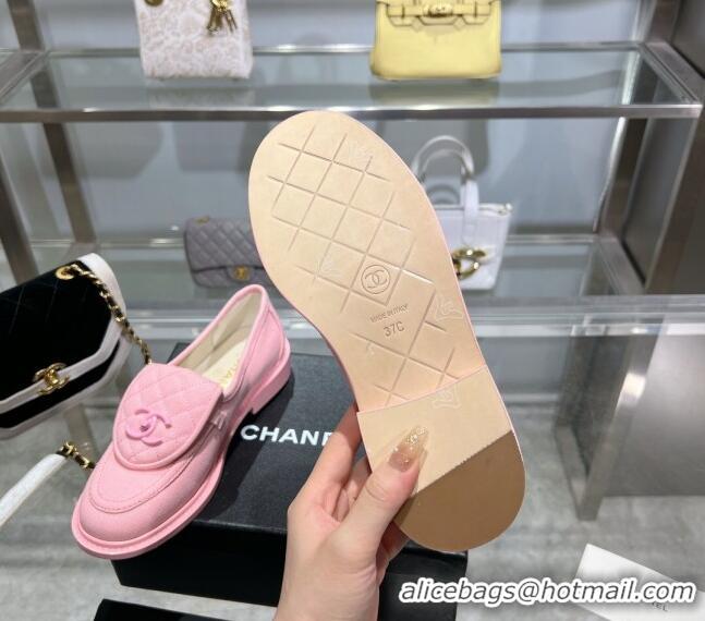 Low Cost Chanel Canvas Loafers with CC Foldover G45474 Light Pink 201070