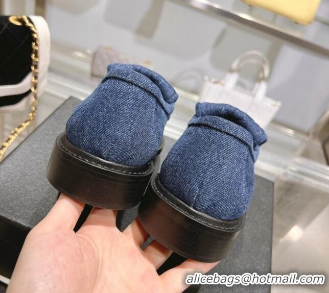 Best Price Chanel Denim Loafers with CC Foldover G45474 Blue 1201072