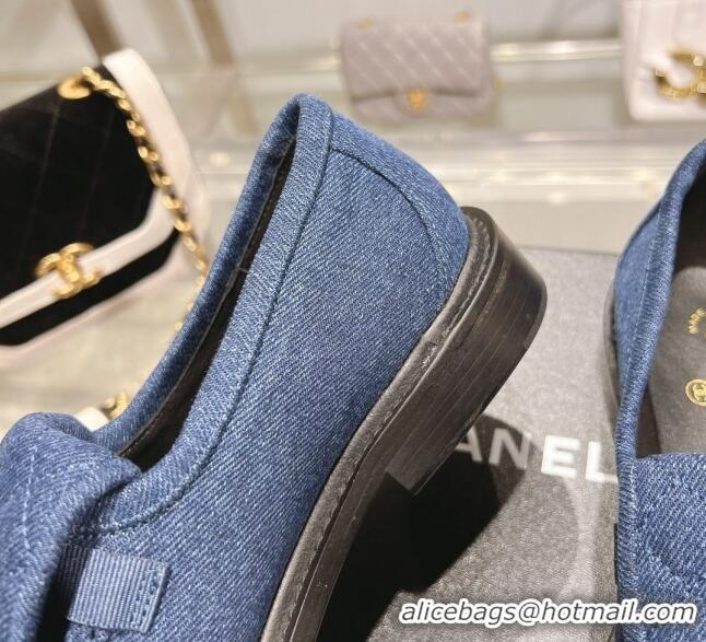 Best Price Chanel Denim Loafers with CC Foldover G45474 Blue 1201072