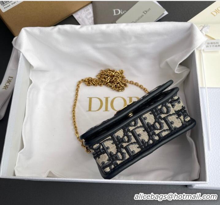 Top Quality DIOR Oblique Jacquard CARO POUCH S2105 Blue