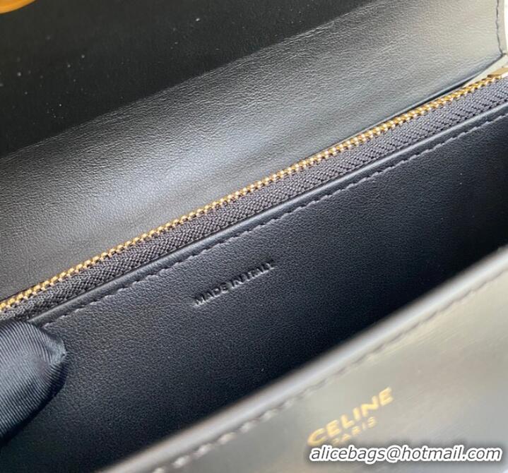 Top Quality Celine LARGE WALLET TRIOMPHE IN SHINY CALFSKIN 10E313 BLACK