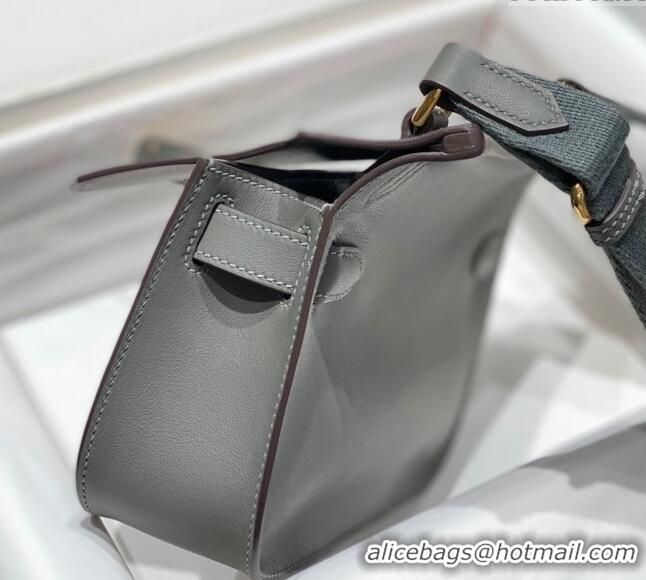 Pretty Style Hermes Jyspiere Mini bag in Swift Leather with Canvas Strap 0908 Storm Grey/Gold 2023