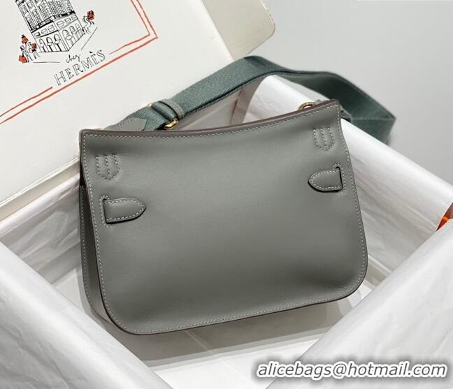 Pretty Style Hermes Jyspiere Mini bag in Swift Leather with Canvas Strap 0908 Storm Grey/Gold 2023