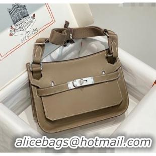 Buy Fashionable Hermes Jyspiere Mini bag in Swift Leather with Canvas Strap 0908 Elephant Grey/Silver 2023