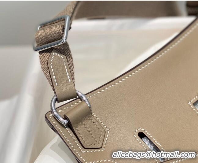 Buy Fashionable Hermes Jyspiere Mini bag in Swift Leather with Canvas Strap 0908 Elephant Grey/Silver 2023