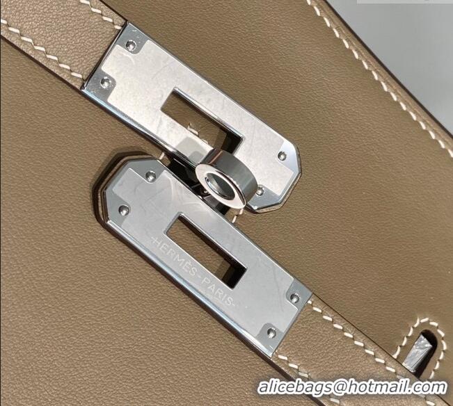 Buy Fashionable Hermes Jyspiere Mini bag in Swift Leather with Canvas Strap 0908 Elephant Grey/Silver 2023