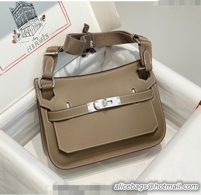 Buy Fashionable Hermes Jyspiere Mini bag in Swift Leather with Canvas Strap 0908 Elephant Grey/Silver 2023