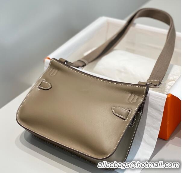 Buy Fashionable Hermes Jyspiere Mini bag in Swift Leather with Canvas Strap 0908 Elephant Grey/Silver 2023