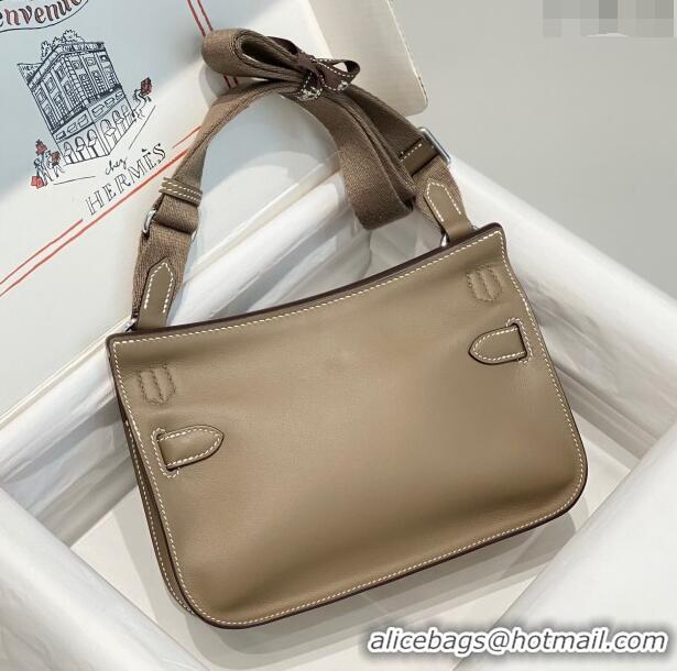 Buy Fashionable Hermes Jyspiere Mini bag in Swift Leather with Canvas Strap 0908 Elephant Grey/Silver 2023