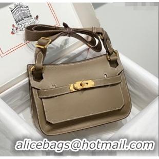 Top Quality Hermes Jyspiere Mini bag in Swift Leather with Canvas Strap 0908 Elephant Grey/Gold 2023