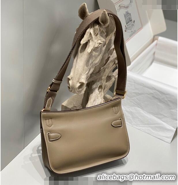 Top Quality Hermes Jyspiere Mini bag in Swift Leather with Canvas Strap 0908 Elephant Grey/Gold 2023