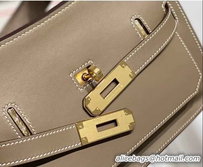 Top Quality Hermes Jyspiere Mini bag in Swift Leather with Canvas Strap 0908 Elephant Grey/Gold 2023