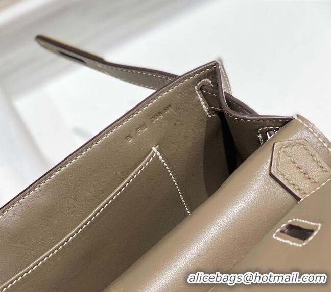 Top Quality Hermes Jyspiere Mini bag in Swift Leather with Canvas Strap 0908 Elephant Grey/Gold 2023