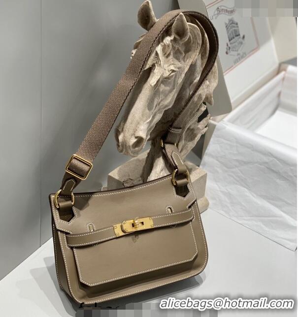 Top Quality Hermes Jyspiere Mini bag in Swift Leather with Canvas Strap 0908 Elephant Grey/Gold 2023