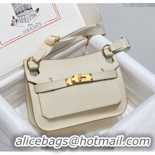 Well Crafted Hermes Jyspiere Mini bag in Swift Leather with Canvas Strap 0908 Cream White/Gold 2023