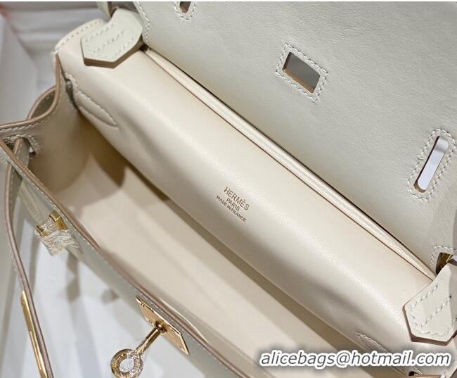 Well Crafted Hermes Jyspiere Mini bag in Swift Leather with Canvas Strap 0908 Cream White/Gold 2023