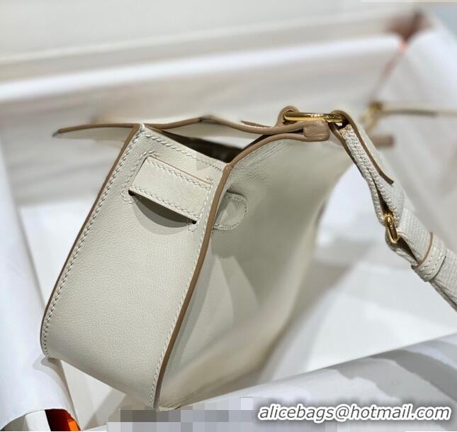 Well Crafted Hermes Jyspiere Mini bag in Swift Leather with Canvas Strap 0908 Cream White/Gold 2023