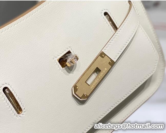 Well Crafted Hermes Jyspiere Mini bag in Swift Leather with Canvas Strap 0908 Cream White/Gold 2023