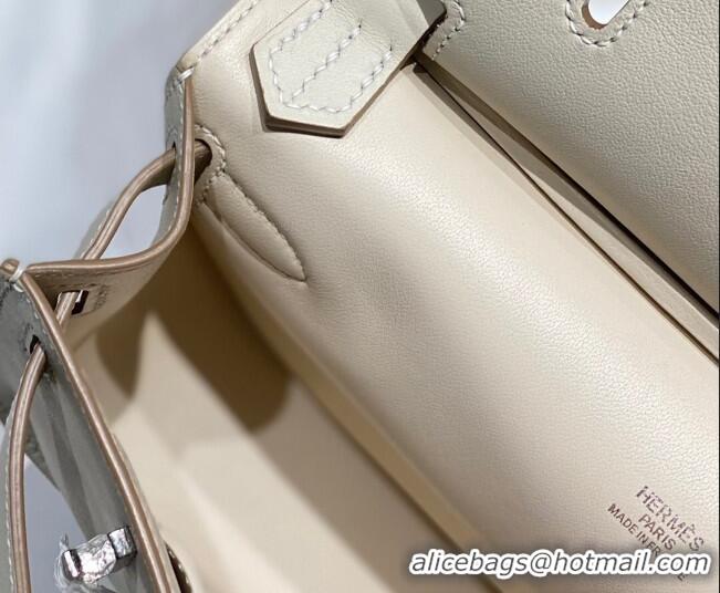 Good Taste Hermes Jyspiere Mini bag in Swift Leather with Canvas Strap 0908 Cream White/Silver 2023