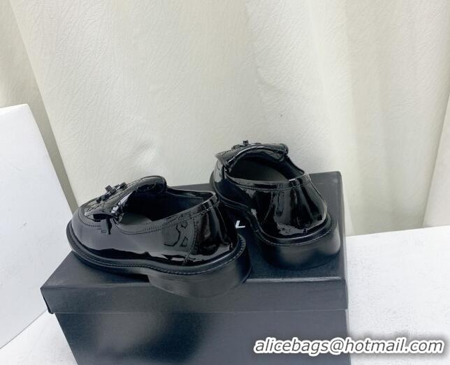 Best Price Chanel Patent Calfskin Loafers with CC Foldover G45474 Black 1201079