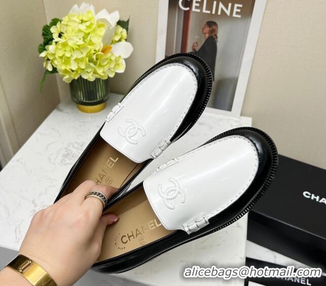 Hot Style Chanel Patent Calfskin Loafers Black/White 201081