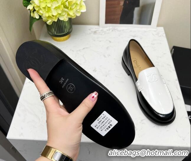 Hot Style Chanel Patent Calfskin Loafers Black/White 201081