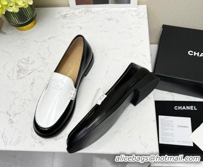 Hot Style Chanel Patent Calfskin Loafers Black/White 201081