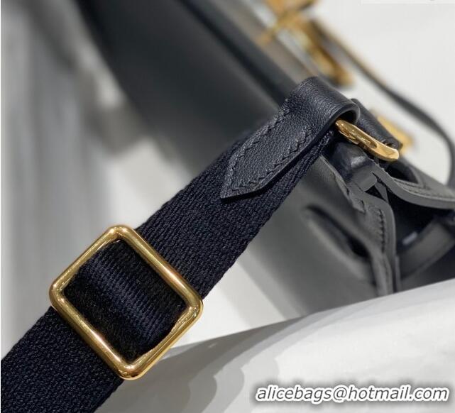 Famous Brand Hermes Jyspiere Mini bag in Swift Leather with Canvas Strap 0908 Black/Gold 2023