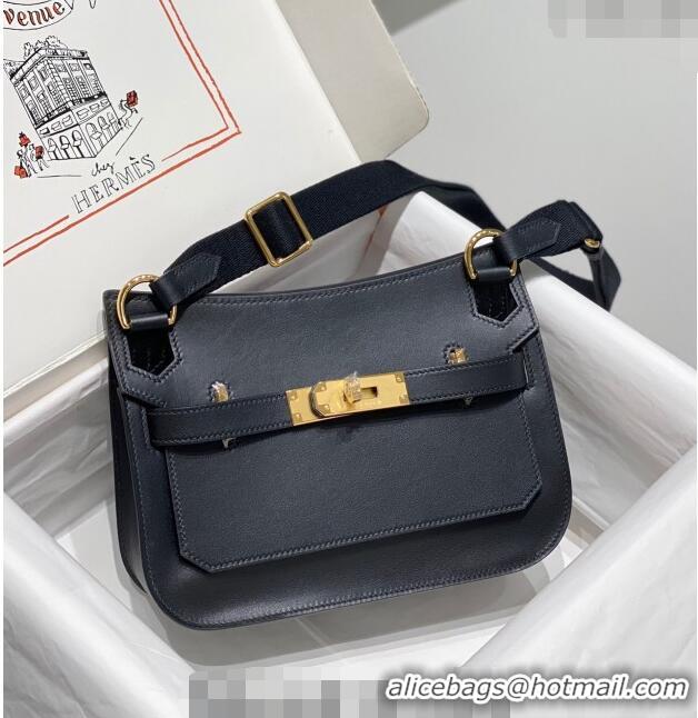 Famous Brand Hermes Jyspiere Mini bag in Swift Leather with Canvas Strap 0908 Black/Gold 2023