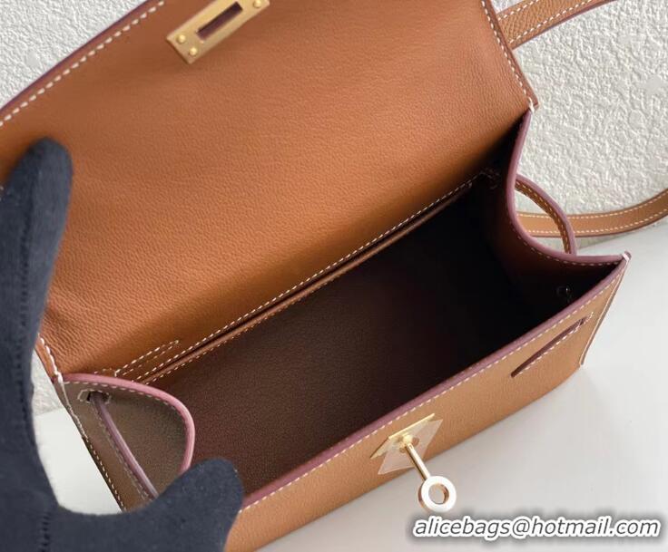 ​Top Quality Hermes Kelly 20 Mini En Desordre Epsom K20 Brown Gold 2023