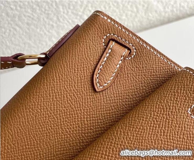 ​Top Quality Hermes Kelly 20 Mini En Desordre Epsom K20 Brown Gold 2023