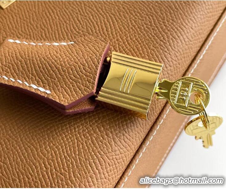 ​Top Quality Hermes Kelly 20 Mini En Desordre Epsom K20 Brown Gold 2023